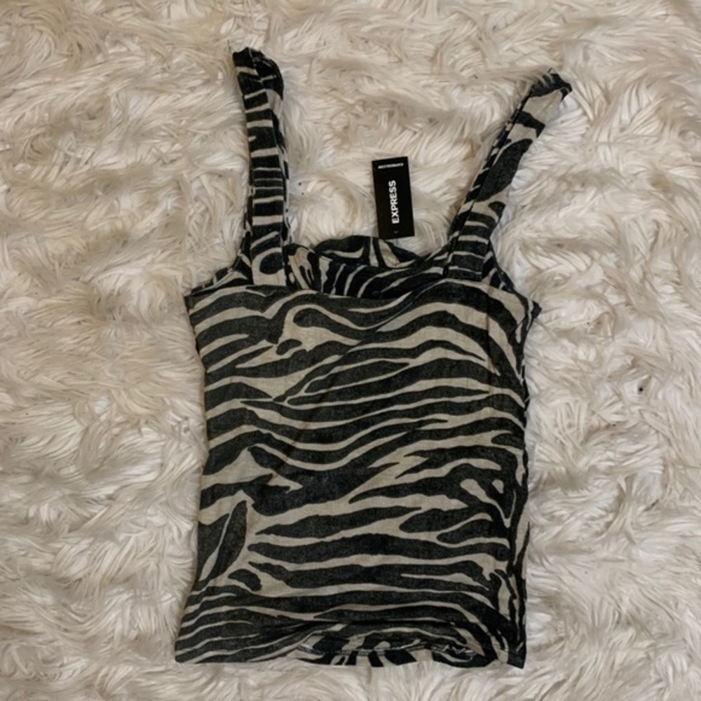 Express Zebra Print Ruched‎ Front Tank Small - Picture 3 of 8